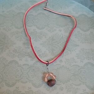 Elegant Pink and Brown Pendant Necklace